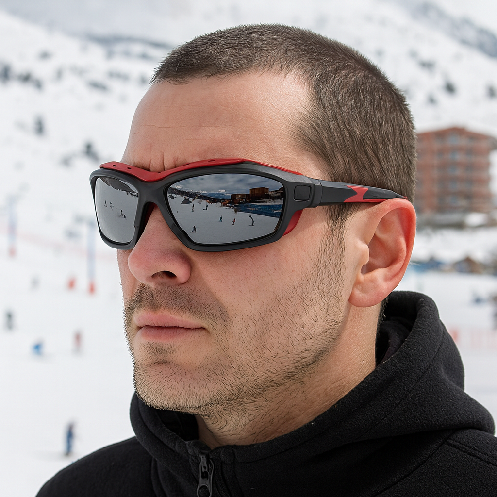 Kayak Gözlüğü Antifog Ventilli Uv Korumalı Güneş Kar Gözlük Kırmızı Siyah Snowboard Sporu
