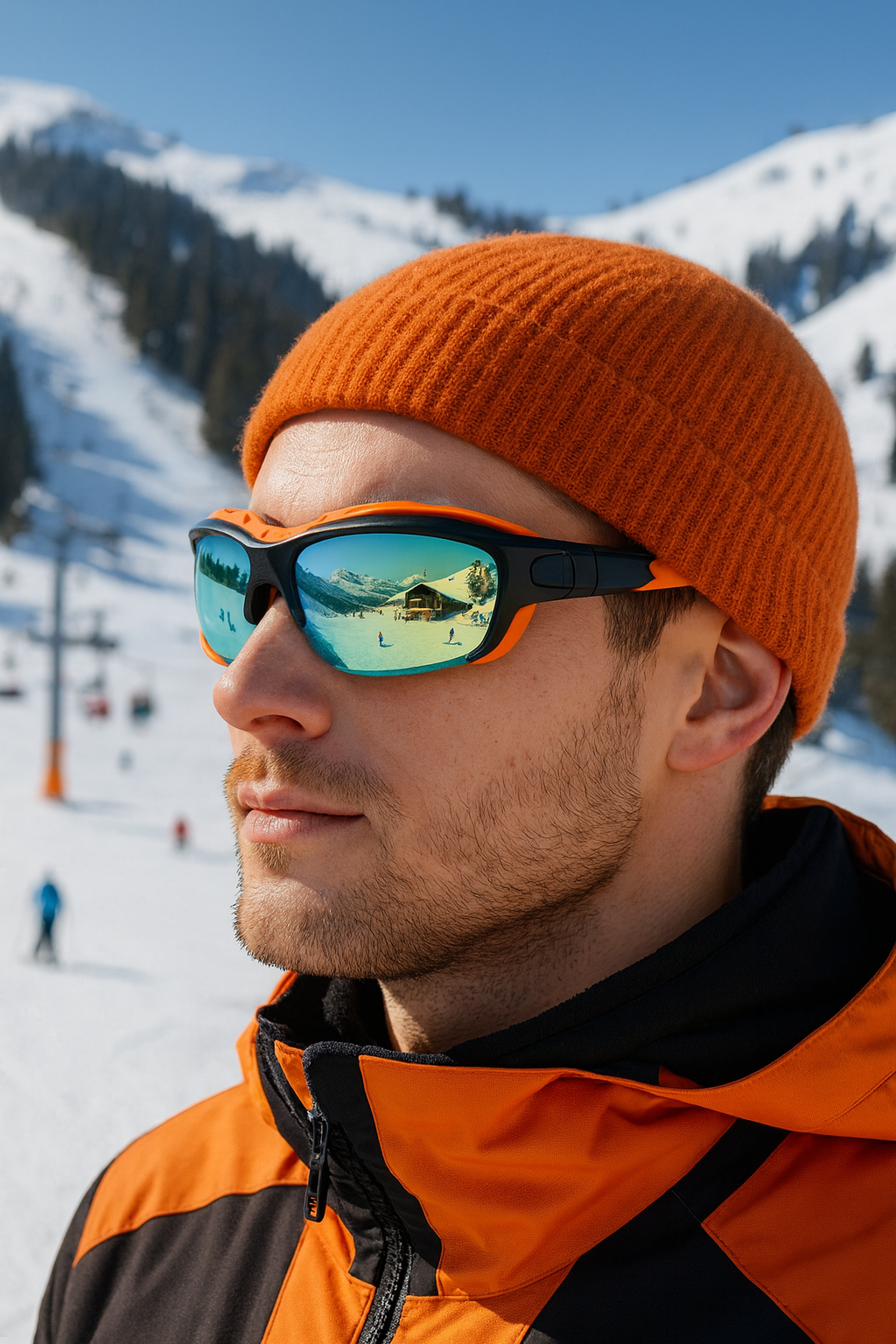 Kayak Gözlüğü Antifog Ventilli Uv Korumalı Güneş Kar Gözlük Turuncu Mavi Aynalı Cam Snowboard Sporu