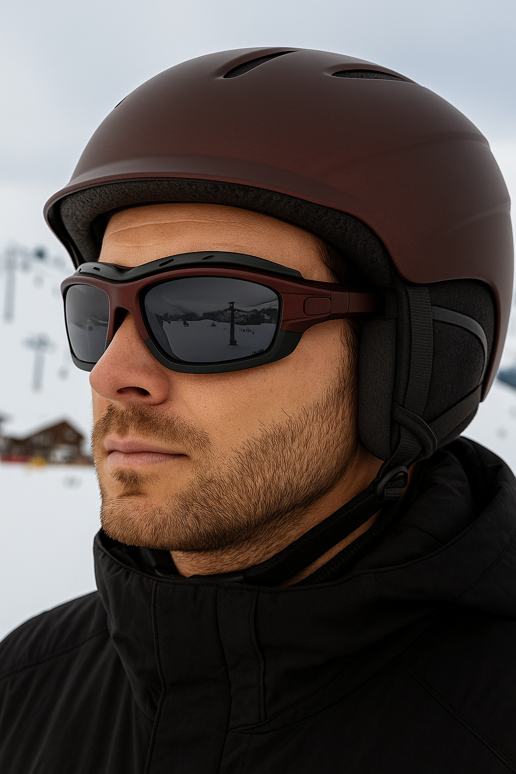 Kayak Gözlüğü Antifog Ventilli Uv Korumalı Güneş Kar Gözlük Siyah-Füme Snowboard Sporu