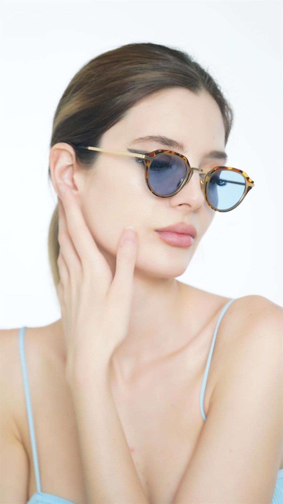 Oval Leopar Kemik Çerçeve Unisex Güneş Gözlüğü AE20495120143C58