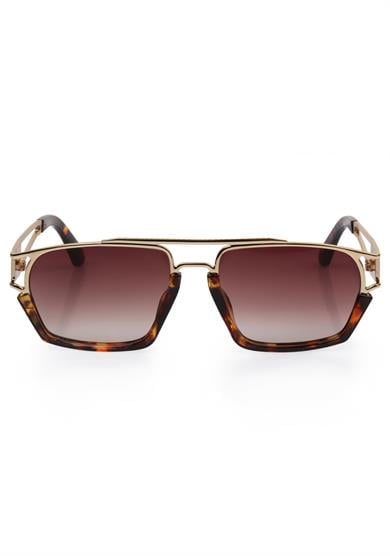 Angel Eyes Kahverengi Camlı Leopar-Gold Çerçeveli Unisex Güneş Gözlüğü AE0918C5