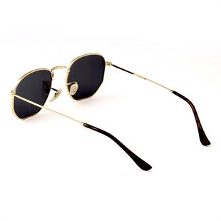 Beşgen Gold Çerçeve Siyah Polarize Cam Unisex Güneş Gözlüğü