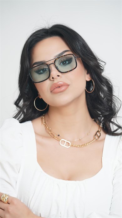 Dikdörtgen Leopar Unisex Güneş Gözlüğü AE2008C8B4476