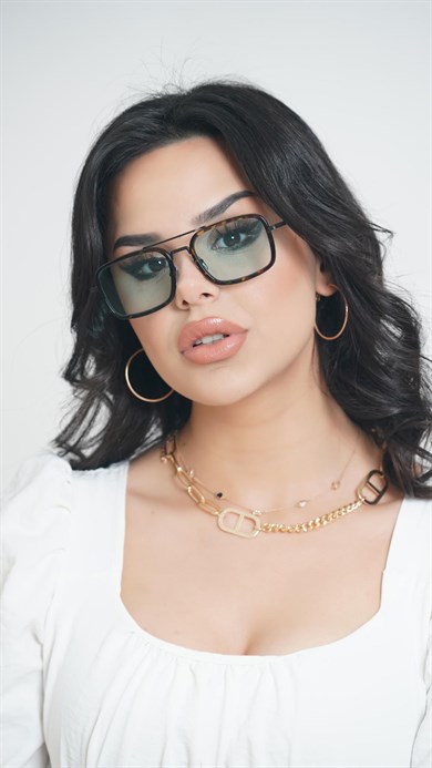 Dikdörtgen Leopar Unisex Güneş Gözlüğü AE2008C8B4476