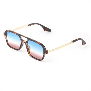 Dikdörtgen Tasarım Leopar Çerçeve Mavi Degrade Cam Kadın Güneş Gözlüğü