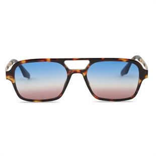 Dikdörtgen Tasarım Leopar Çerçeve Mavi Degrade Cam Kadın Güneş Gözlüğü