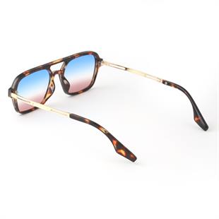 Dikdörtgen Tasarım Leopar Çerçeve Mavi Degrade Cam Kadın Güneş Gözlüğü