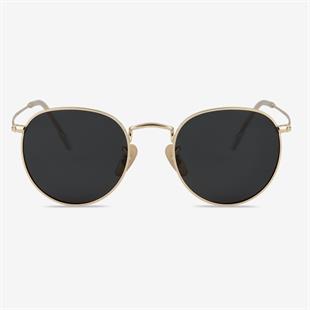 Round Oval Gold Sap Polarize Siyah Cam Unisex Güneş Gözlüğü