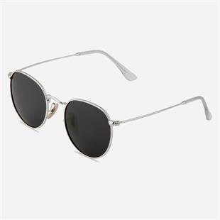 Round Oval Gümüş Çerçeve Siyah Polarize Cam Unisex Güneş Gözlüğü
