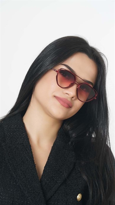 Angel Eyes Bordo Geometrik Çerçeve Unisex Güneş Gözlüğü B4942