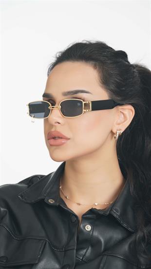 Angel Eyes Dikdörtgen Siyah Halkalı Unisex Güneş Gözlüğü YW8032B-A