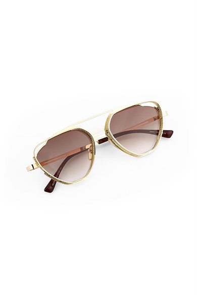 Angel Eyes Gold Geometrik Çerçeve Unisex Güneş Gözlüğü B4938