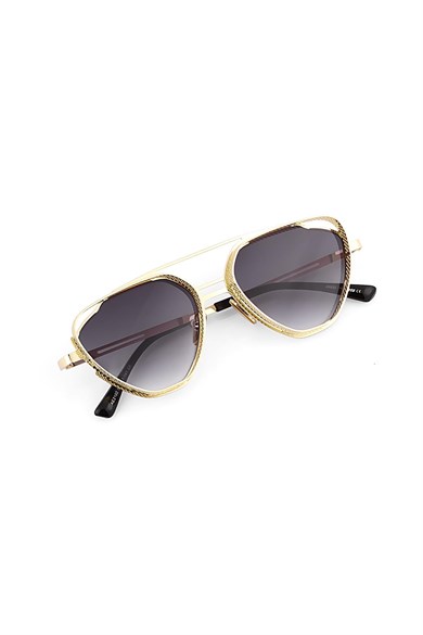 Angel Eyes Gold Geometrik Çerçeve Unisex Güneş Gözlüğü B4936