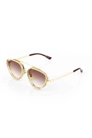 Angel Eyes Gold Geometrik Çerçeve Unisex Güneş Gözlüğü B4938