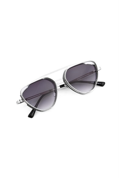 Angel Eyes Gümüş Geometrik Çerçeve Unisex Güneş Gözlüğü B4939