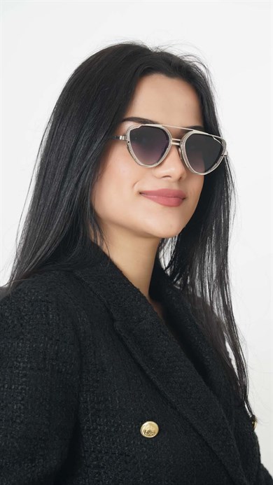 Angel Eyes Gümüş Geometrik Çerçeve Unisex Güneş Gözlüğü B4939