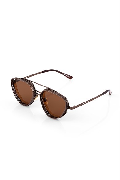 Angel Eyes Kahverengi Geometrik Çerçeve Unisex Güneş Gözlüğü B4937