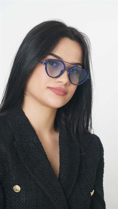 Angel Eyes Mavi Geometrik Çerçeve Unisex Güneş Gözlüğü B4941