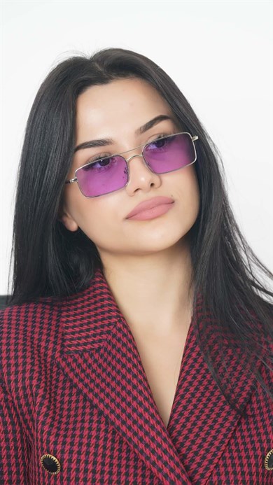Angel Eyes Mor Dikdörtgen Unisex Güneş Gözlüğü YW-0016J