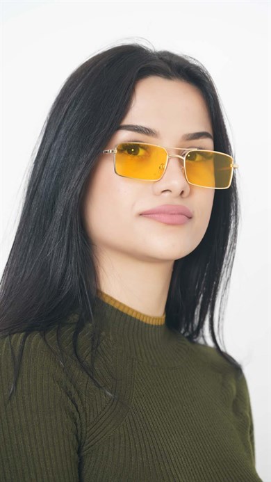 Angel Eyes Sarı Dikdörtgen Unisex Güneş Gözlüğü YW-0016K
