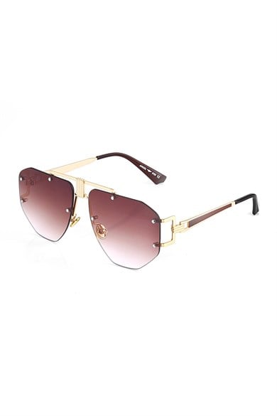 Angel Eyes Geometrik Kahverengi Unisex Güneş Gözlüğü AE2002C4B4435