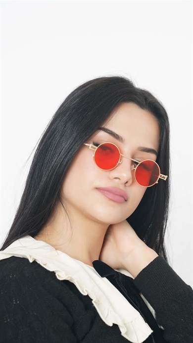 Angel Eyes Yuvarlak Kırmızı Unisex Güneş Gözlüğü YW-9030E