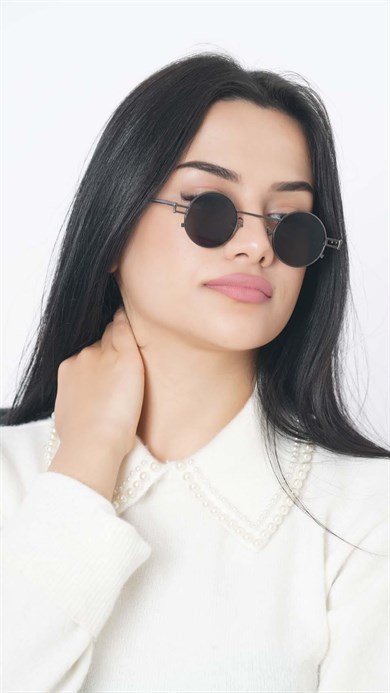 Angel Eyes Yuvarlak Siyah Unisex Güneş Gözlüğü YW-9030C