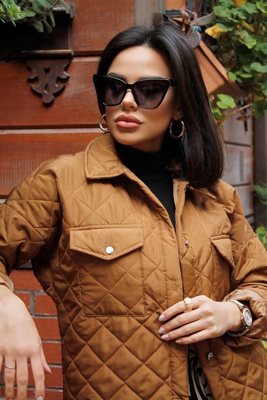 Cat Eye Siyah Kemik Çerçeve Polarize Bayan Güneş Gözlüğü P0635