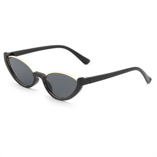 Cat Eye Tasarım Siyah Çerçeve Siyah Cam Kadın Güneş Gözlüğü