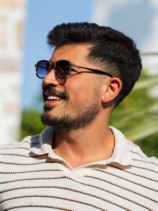 Dikdörtgen Metal Gold Siyah Çerçeve Siyah Sap Siyah Degrade Cam Unisex Güneş Gözlüğü