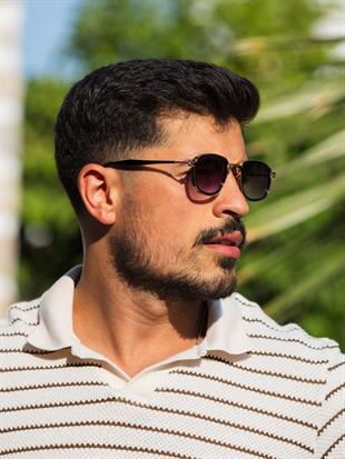 Dikdörtgen Metal Gold Siyah Çerçeve Siyah Sap Siyah Degrade Cam Unisex Güneş Gözlüğü