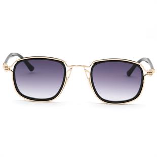 Dikdörtgen Metal Gold Siyah Çerçeve Siyah Sap Siyah Degrade Cam Unisex Güneş Gözlüğü