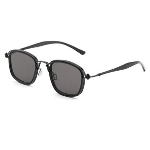 Dikdörtgen Metal Siyah Çerçeve Siyah Sap Siyah Cam Unisex Güneş Gözlüğü