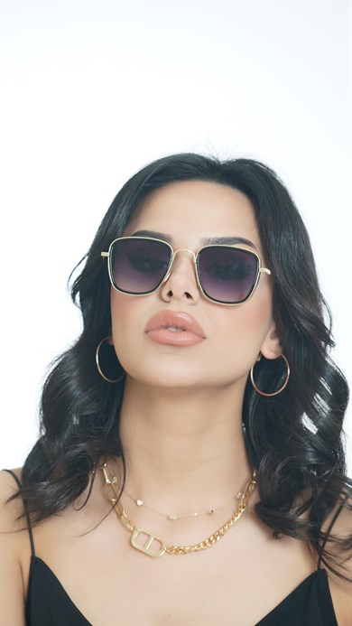 Dikdörtgen Sarı Siyah Unisex Güneş Gözlüğü AE2008C8B4477