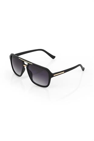 Dikdörtgen Siyah Gold Çerçeve Lacivert Cam Kadın Erkek Güneş Gözlüğü