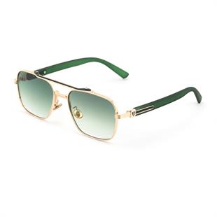 Dikdörtgen Tasarım Altın Çerçeve Yeşil Cam Unisex Güneş Gözlüğü