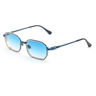 Dikdörtgen Tasarım Gold Mavi Çerçeve Mavi Cam Kadın&Erkek Güneş Gözlüğü