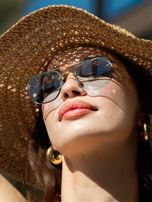 Dikdörtgen Tasarım Gold Metal Çerçeve Sarı Cam Unisex Güneş Gözlüğü DB1078/S David Bckhm