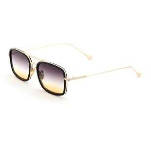 Dikdörtgen Tasarım Gold Siyah Çerçeve Siyah Çiftrenk  Cam Güneş Gözlüğü Kadın&Erkek CE BELGELİ UV400