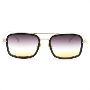 Dikdörtgen Tasarım Gold Siyah Çerçeve Siyah Çiftrenk  Cam Güneş Gözlüğü Kadın&Erkek CE BELGELİ UV400