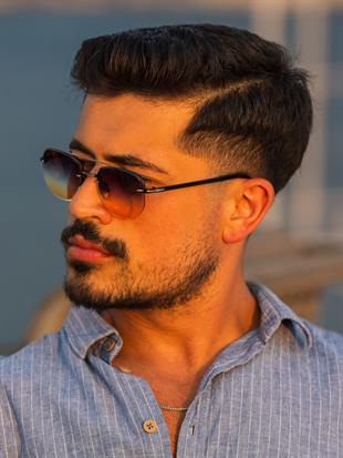 Dikdörtgen Tasarım Gold Siyah Metal Çerçeve Siyah Sarı Cam Unisex Güneş Gözlüğü DB1078/S David Bckhm