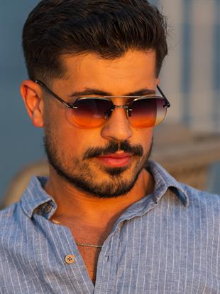 Dikdörtgen Tasarım Gold Siyah Metal Çerçeve Siyah Sarı Cam Unisex Güneş Gözlüğü DB1078/S David Bckhm