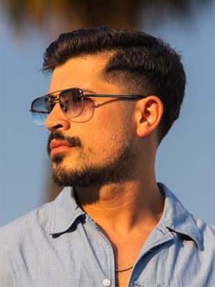 Dikdörtgen Tasarım Koyu Gri Metal Çerçeve Lacivert Cam Unisex Güneş Gözlüğü DB1078/S David Bckhm