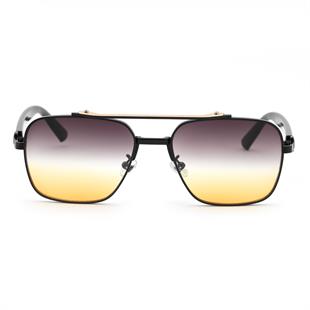 Dikdörtgen Tasarım Siyah Çerçeve Çift Renk Cam(Sarı-Siyah) Cam Unisex Güneş Gözlüğü