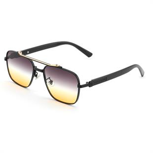 Dikdörtgen Tasarım Siyah Çerçeve Çift Renk Cam(Sarı-Siyah) Cam Unisex Güneş Gözlüğü