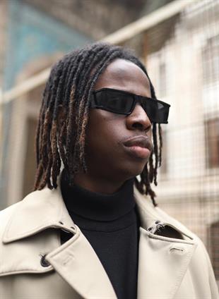 Dikdörtgen Tasarım Siyah Çerçeve Siyah Cam Erkek Güneş Gözlüğü