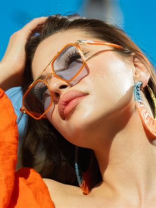Dikdörtgen Turuncu Çerçeceli Unisex Güneş Gözlüğü AE-0039C4C
