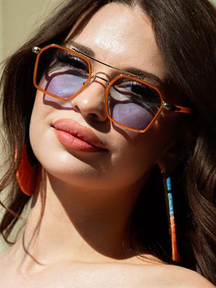 Dikdörtgen Turuncu Çerçeceli Unisex Güneş Gözlüğü AE-0039C4C