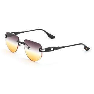 Geometrik Tasarım Çift Renk(Sarı-Siyah) Kesme Cam Siyah Sap Kadın Güneş Gözlüğü