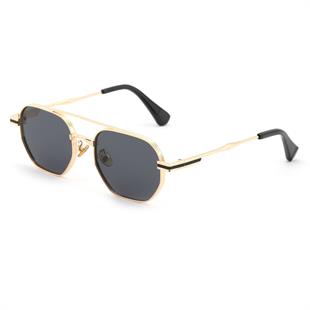 Geometrik Tasarım Metal Gold Çerçeve Siyah Cam Unisex Gunes Gozlugu